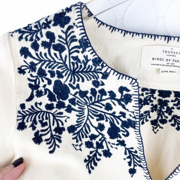 Anthropologie TROVATA Birds of Paradise Nina Linen Shift Dress XS - Picture 9 of 11